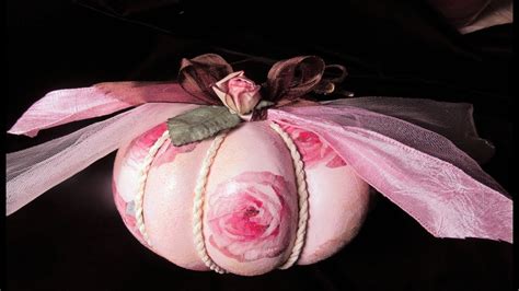 How To Decoupage A Shabby Chic Pumpkin YouTube