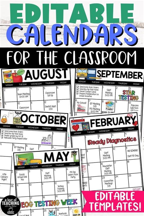 2024 2025 Editable Monthly Calendar Templates Printable And Digital Free Updates Classroom