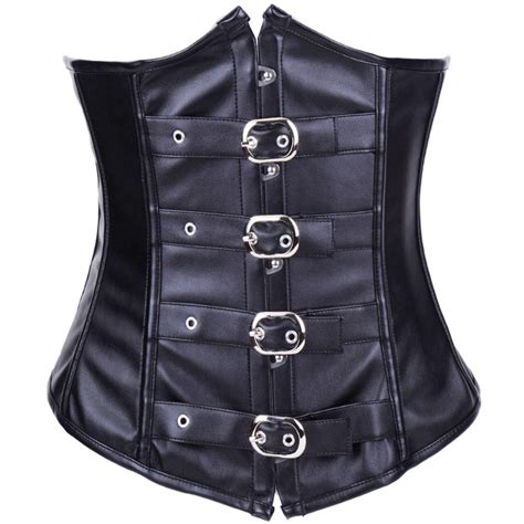 Black Faux Leather Vinyl Underbust Waist Cincher Corset Set ~ S Xxl Edgy Corsets Corsets