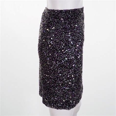 Nicole Miller Skirt Womens Size 8 Evening Black Multi Soutache Sequin