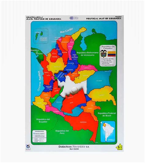 Rompecabezas Mapa Político Colombia Grande 31 Pzs Didacticos Pinocho