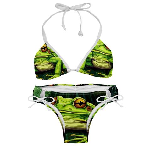 Frog Stylish Bikini Set With Detachable Sponge Adjustable Strap