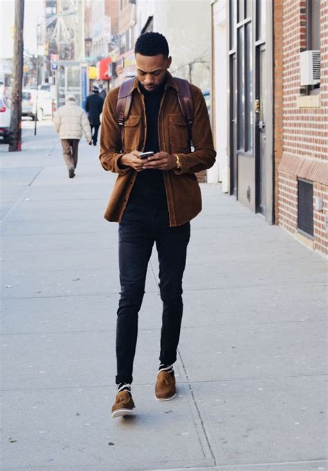 Tan Corduroy Jacket Black Turtleneck Black Jeans Tan Loafers Casual