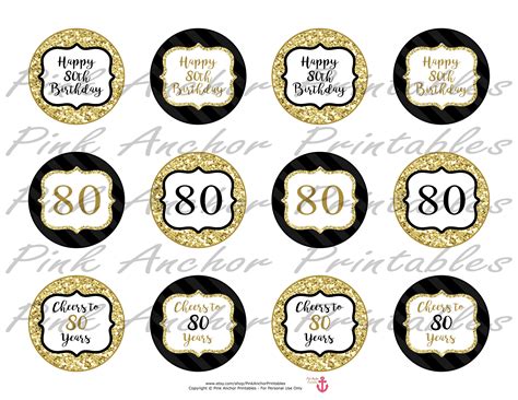 Printable Th Birthday Cupcake Toppers And Wrappers Gold Etsy