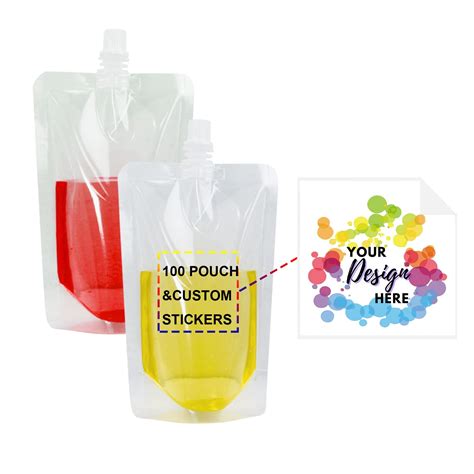 Custom Portable Reusable Drink Bags Stand Up Plastic Spout Pouches For