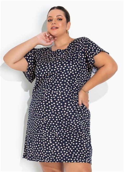 Vestido Geom Trico Soltinho Mangas Plus Size Marguerite