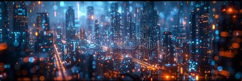 Futuristic City at Night stock image. Image of environment - 318639163