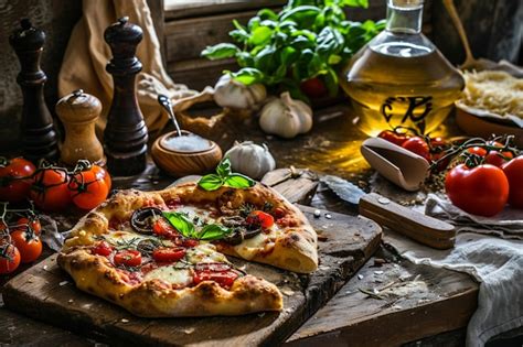 Premium Photo Italian Food Decoration With Pizza And Bread