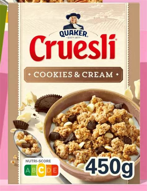 Quaker Cruesli Cookies Cream 450g Aanbieding Bij Flink