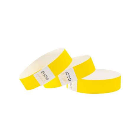 3 4 Tyvek Wristbands Neon Yellow 1000 Pack Cintapunto Tyvek