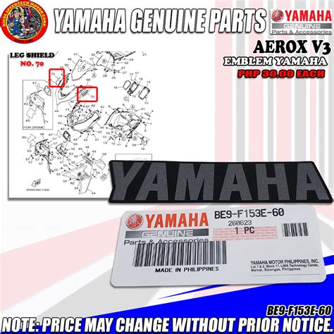 AEROX V2 YAMAHA EMBLEM FOR COVER FRONT YGP GENUINE BE9 F153E 60