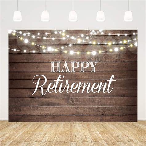 Happy Retirement Backdrop 7x5ft Shinning Lights And Wooden Photo Background