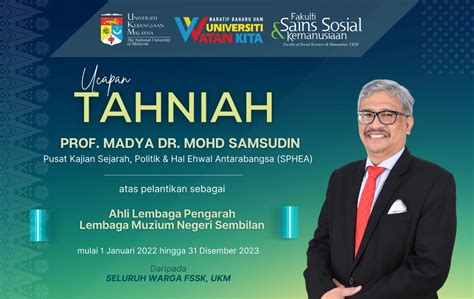 Tahniah Prof Madya Dr Mohd Samsudin Pusat Kajian Sejarah Politik