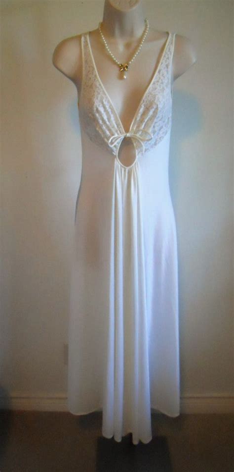 Vintage Olga Long Wide Sweep Nightgown Behind Every Olga Etsy