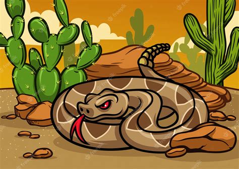 Serpiente De Cascabel De Dibujos Animados Vector Premium