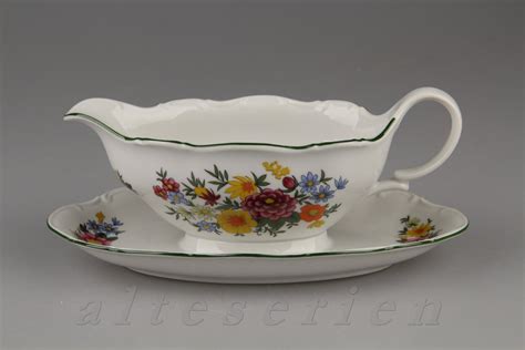 Sauciere Mit Teller Einteilig Seltmann Weiden Barock Bunte Blume Gelb