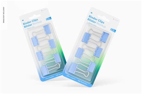 Premium PSD Binder Clips Blisters Mockup