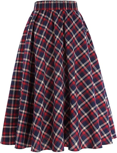 Kate Kasin Women S A Line Vintage Skirt Grid Pattern Plaid Kk Kk