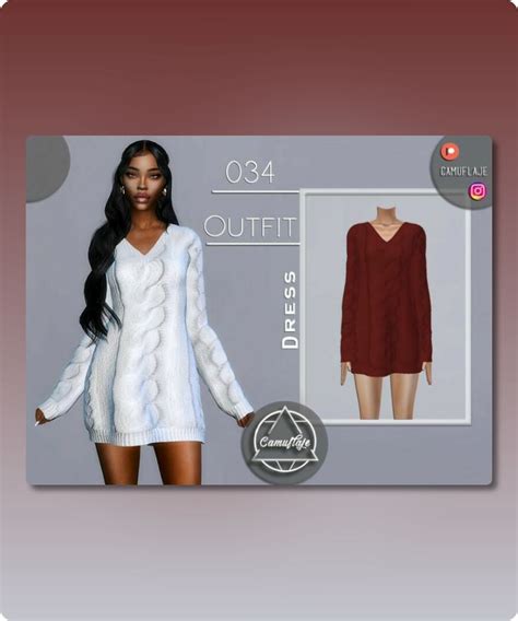 Outfit 034 Sweater Dress By Camuflaje Sims 4 Clothing Cc Sims 4