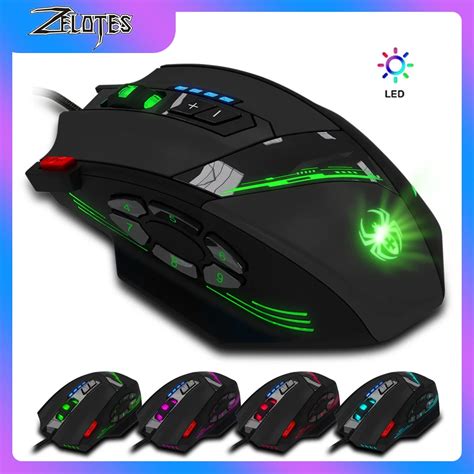 Zelotes Rat N Ptico C Para Videojuegos Mouse Con Cable Usb