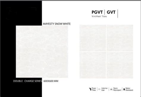 Mayesty Snow White Double Charged Vitrified Tiles 2x2 Feet 60x60 Cm