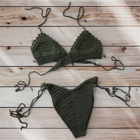 Knit Swimsuit Crochet Bikini Set 100 Cotton Swimsuit Etsy