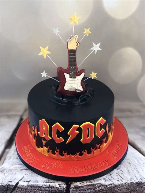 Glam Rock Acdc Cake In 2024 Acdc Birthday Cake Twin Birthday Cakes