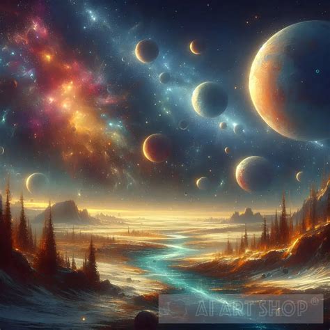 Planets In Space, Space, Planets, Astronomy, Art, Wall Painting, Co...