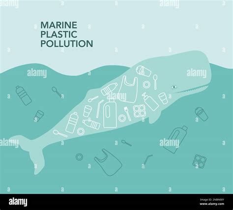 Marine Plastic Pollution Illustration Whale Filled With Plastic Waste