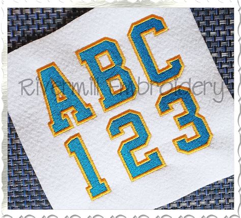 2 Color Varsity Style Machine Embroidery Alphabet - Rivermill Embroidery