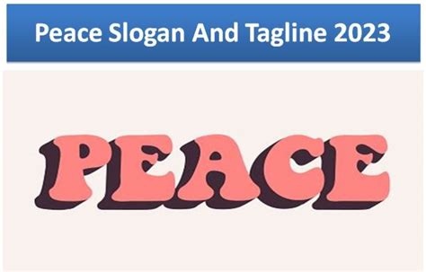 Peace Slogan And Tagline 2024 2023