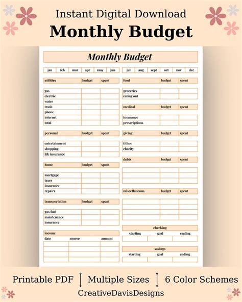 Budget, Monthly, Bill, Tracker, Payment, Checklist, Schedule, Planner