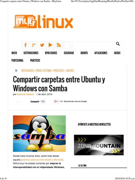 PDF Compartir Carpetas Entre Ubuntu Y Windows Con Samba MuyLinux