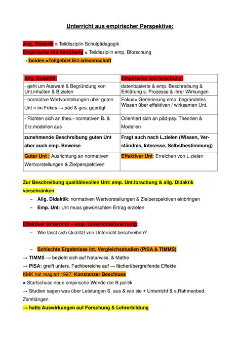 Lernzettel VL 5 Mitschriften VL 5 Unterricht Aus Empirischer