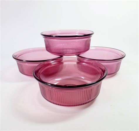 Set Of Cranberry Pyrex Pt Individual Size Casserole Baking Etsy