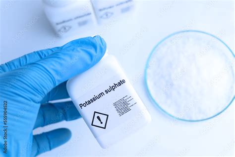 Potassium sulphate in bottle , chemical in the laboratory and industry ...