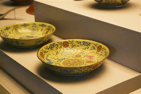 Yellow Decorative Chinese Porcelain Plates on Display · Free Stock Photo