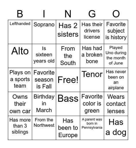 Mixer Bingo Card