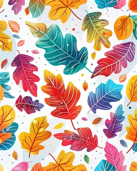 Colorful Leaves In Cartoon Style Vector Graphics Premium Ai Generated