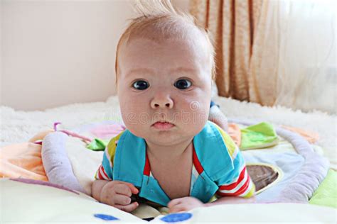 Retrato Del Beb Reci N Nacido Lindo Con El Pelo Del Jengibre Y Los