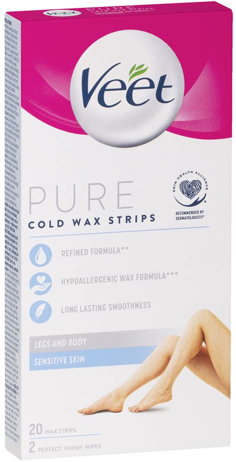 Veet Pure Cold Wax Strips Leg Body 20 Sensitive Expiry 07 24