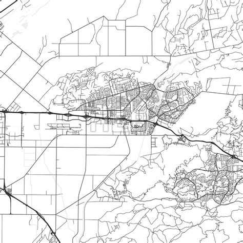 Camarillo downtown and surroundings Map in light shaded version with ...