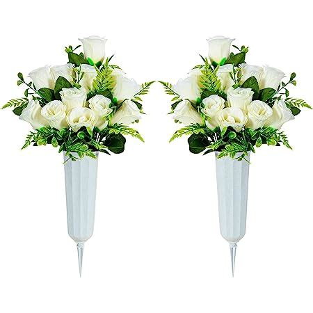 Amazon Yahenda Sets Artificial Cemetery Flowers Heads Rose