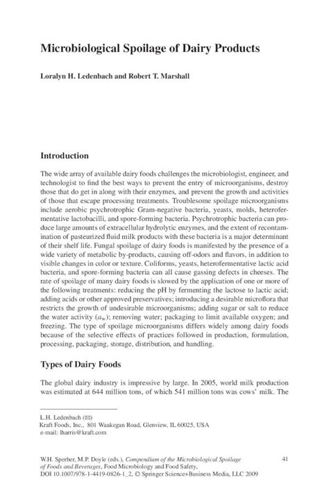 PDF Microbiological Spoilage Of Dairy Products Freezing The Type