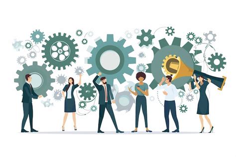 Premium Photo Vector Illustration Of Business People With Gears