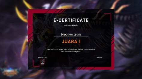 Contoh Sertifikat Mobile Legend Koleksi Gambar