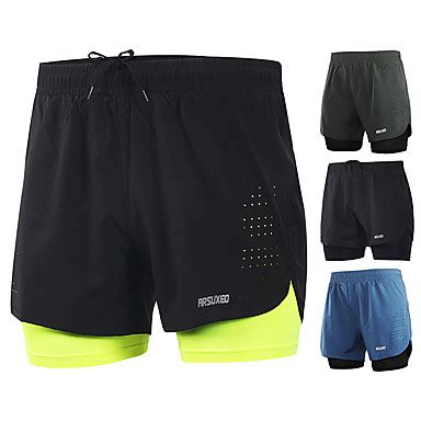 Arsuxeo Men S Running Shorts Training Bottoms 2 In 1 Liner Split