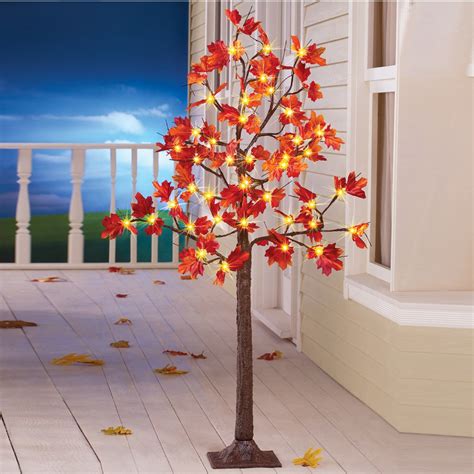 Lighted Autumn Maple Leaf Tree Collections Etc