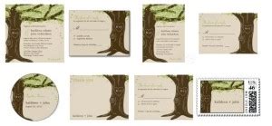 Oak Tree Wedding Invitations Set Green and Brown | Custom Personalized ...