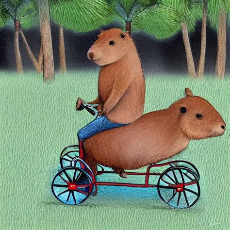 Capybara Riding A Tricycle Digital Art Stable Diffusion Openart